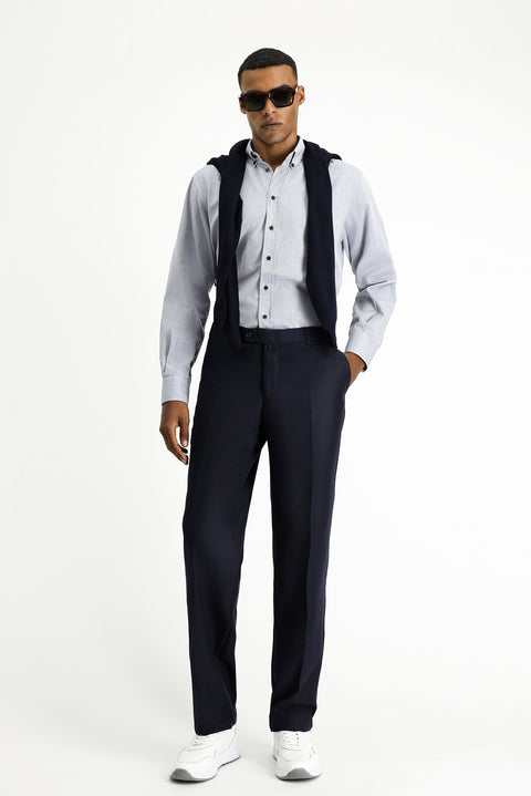 Açık Antrasit Uzun Kol Regular Fit Spor Pamuk Düğmeli Yaka Oxford Gömlek