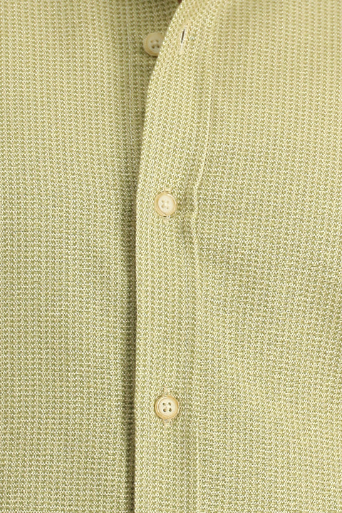 Açık Sarı Uzun Kol Regular Fit Desenli Spor Oduncu Pamuk Düğmeli Yaka Gömlek