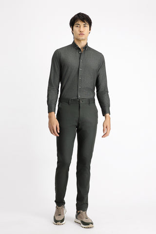  Koyu Antrasit Uzun Kol Regular Fit Desenli Spor Oduncu Pamuk Düğmeli Yaka Gömlek