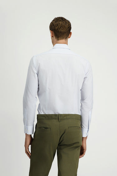 Uçuk Mavi Uzun Kol Slim Fit Dar Kesim Baskılı Pamuk Gömlek
