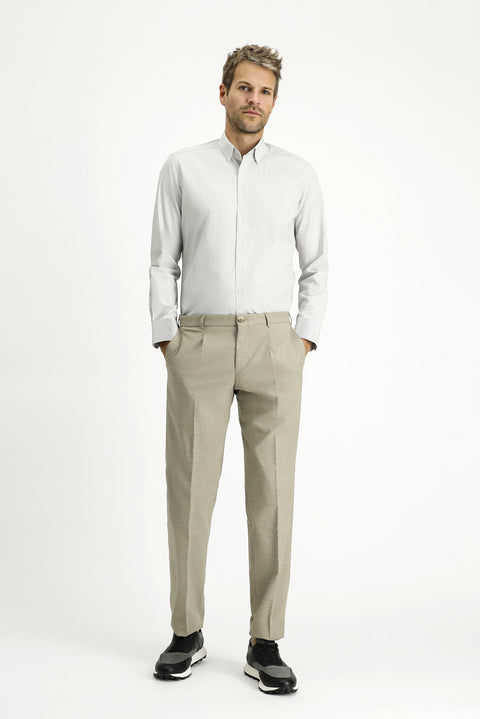 Koyu Lacivert Uzun Kol Slim Fit Dar Kesim Pamuk Çizgili Klasik Gömlek