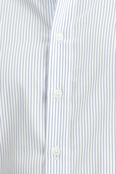 Mavi Uzun Kol Slim Fit Dar Kesim Klasik Çizgili Pamuk Gömlek