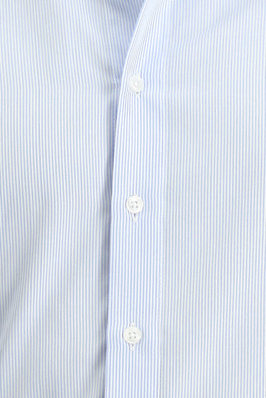 Mavi Uzun Kol Slim Fit Dar Kesim Klasik Çizgili Pamuk Gömlek