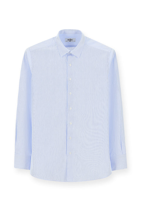 Mavi Uzun Kol Slim Fit Dar Kesim Klasik Çizgili Pamuk Gömlek