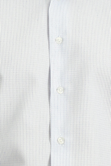 Beyaz Uzun Kol Slim Fit Dar Kesim Çizgili Pamuklu Klasik Non Iron Gömlek