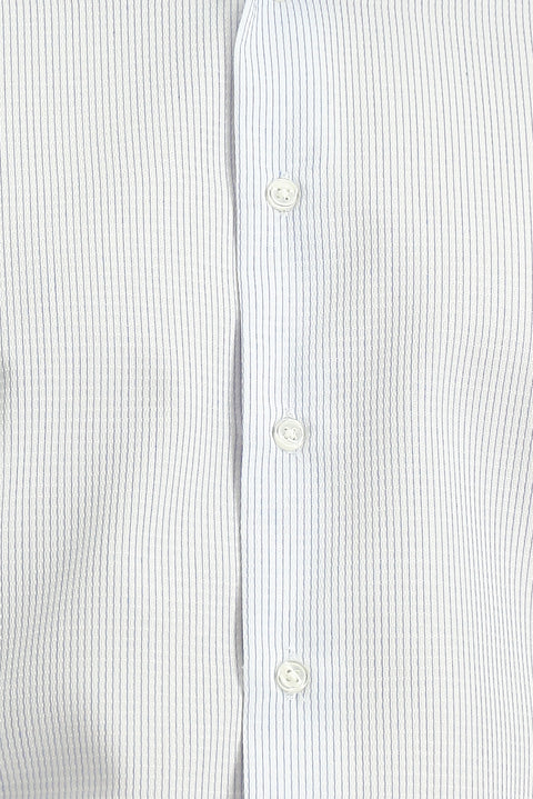 Beyaz Uzun Kol Slim Fit Dar Kesim Çizgili Pamuklu Klasik Non Iron Gömlek