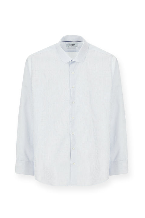 Beyaz Uzun Kol Slim Fit Dar Kesim Çizgili Pamuklu Klasik Non Iron Gömlek