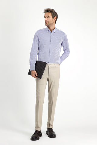  Orta Lacivert Uzun Kol Slim Fit Dar Kesim Klasik Ekose Pamuk Gömlek