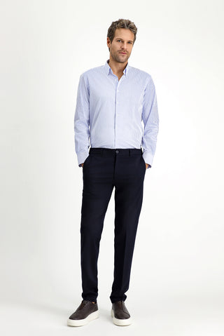  Mavi Uzun Kol Slim Fit Dar Kesim Klasik Ekose Pamuk Gömlek