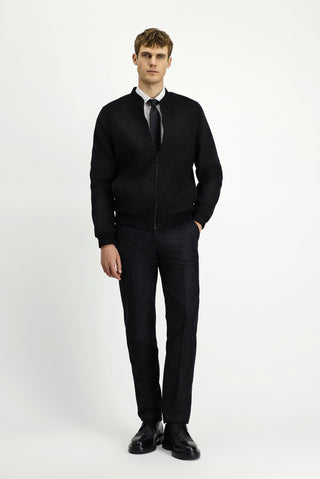  Siyah Mevsimlik Spor Yünlü Bomber Ceket Mont