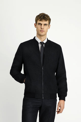  Siyah Mevsimlik Spor Yünlü Bomber Ceket Mont