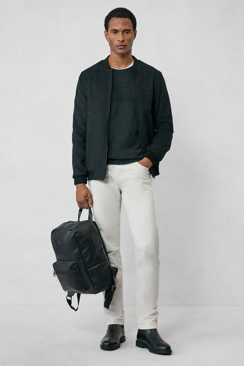 Koyu Antrasit Spor Yünlü Bomber Ceket Mont