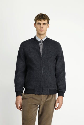  Koyu Antrasit Mevsimlik Spor Yünlü Bomber Ceket Mont