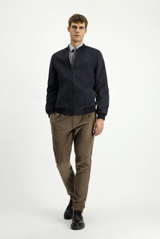  Koyu Antrasit Mevsimlik Spor Yünlü Bomber Ceket Mont