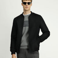 Koyu Antrasit Spor Yünlü Bomber Ceket Mont