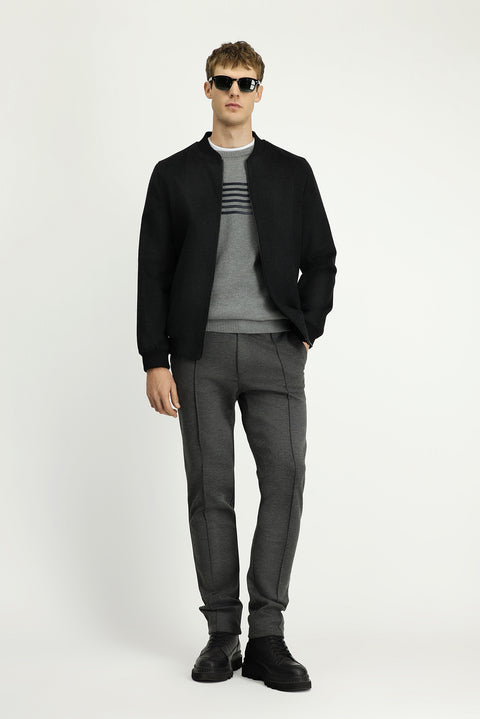 Koyu Antrasit Spor Yünlü Bomber Ceket Mont