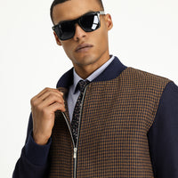 Koyu Lacivert Mevsimlik Slim Fit Dar Kesim Kazayağı Spor Yünlü Bomber Ceket Mont