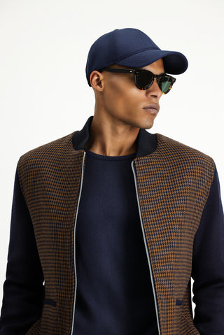  Koyu Lacivert Mevsimlik Slim Fit Dar Kesim Kazayağı Spor Yünlü Bomber Ceket Mont