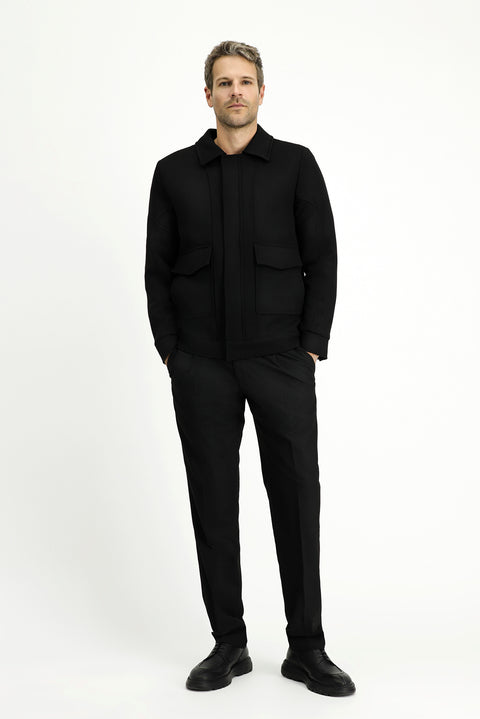 Siyah Kapitone Bomber Ceket Mont