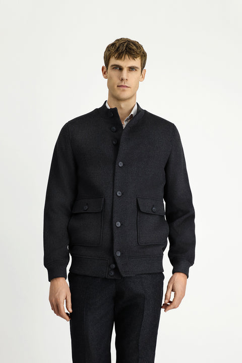 Koyu Antrasit Slim Fit Dar Kesim Mevsimlik Spor Bomber Ceket Mont