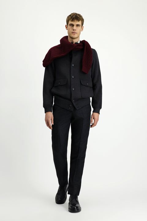 Koyu Antrasit Slim Fit Dar Kesim Mevsimlik Spor Bomber Ceket Mont