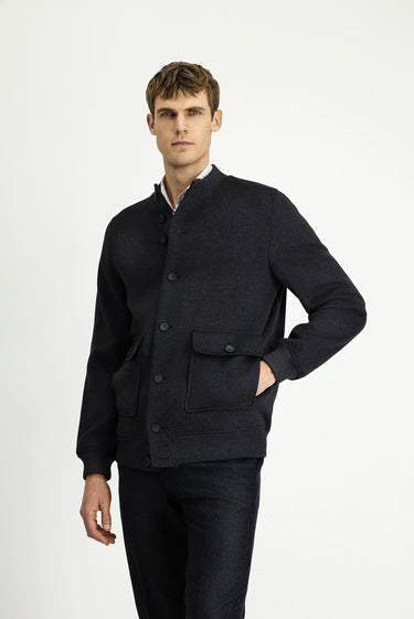 Koyu Antrasit Slim Fit Dar Kesim Mevsimlik Spor Bomber Ceket Mont