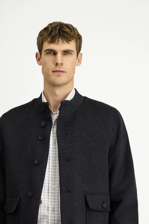 Koyu Antrasit Slim Fit Dar Kesim Mevsimlik Spor Bomber Ceket Mont