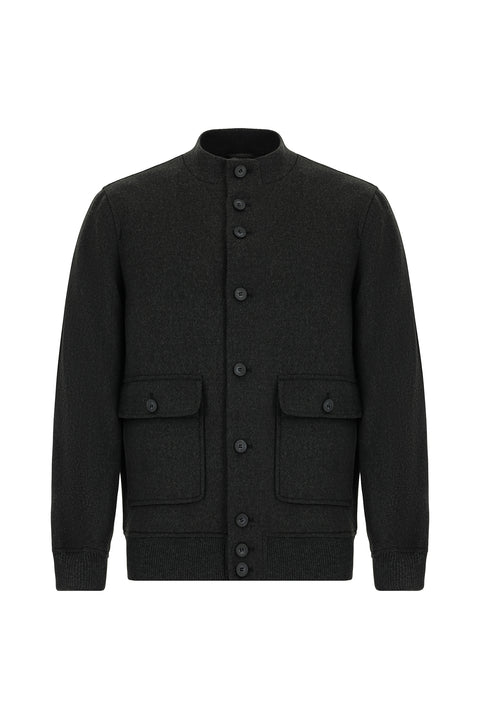 Koyu Antrasit Slim Fit Dar Kesim Mevsimlik Spor Bomber Ceket Mont