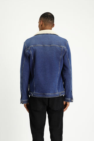  Koyu Lacivert Spor Pamuk Denim Ceket Mont