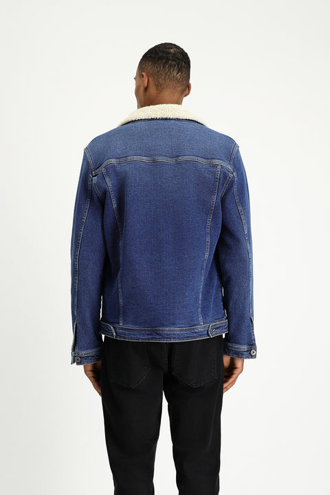 Koyu Lacivert Spor Pamuk Denim Ceket Mont