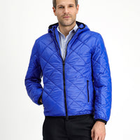 Saks Mavi Kapüşonlu Kapitone Spor Mont