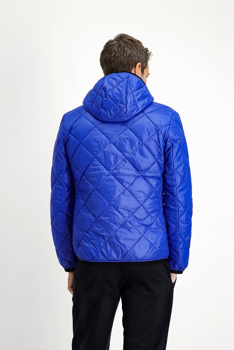 Saks Mavi Kapüşonlu Kapitone Spor Mont