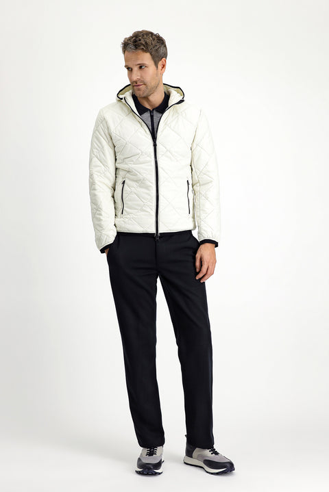 Kırık Beyaz Kapüşonlu Kapitone Spor Mont