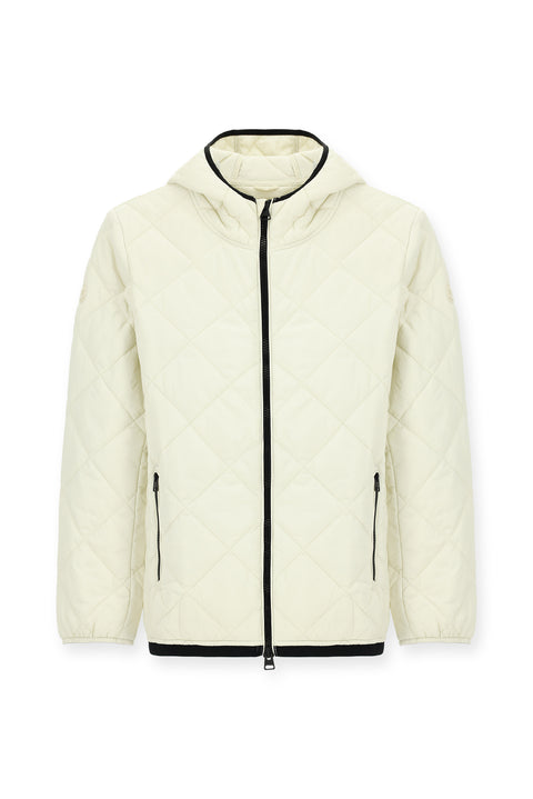 Kırık Beyaz Kapüşonlu Kapitone Spor Mont