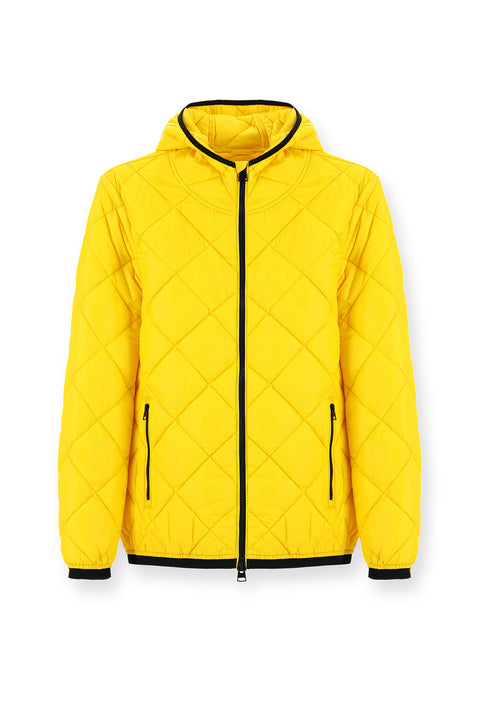 Light Yellow Hooded Quilted Sport Jacket