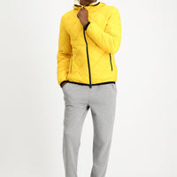 Light Yellow Hooded Quilted Sport Jacket