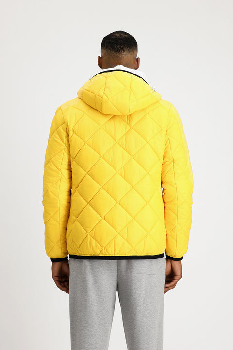 Açık Sarı Kapüşonlu Kapitone Spor Mont