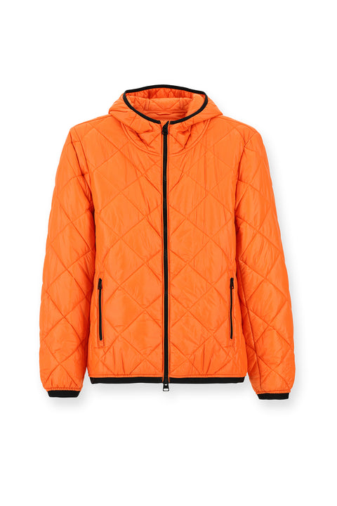 Medium Orange Hooded Quilted Sport Jacket