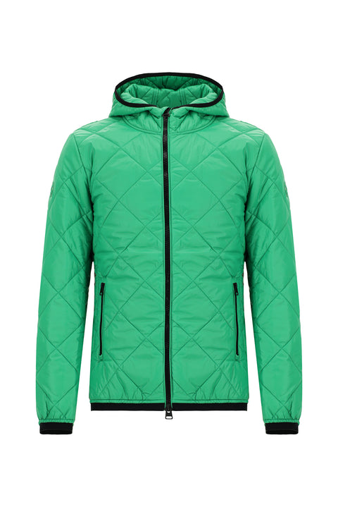 Grass Green Hooded Quilted Sport Jacket
