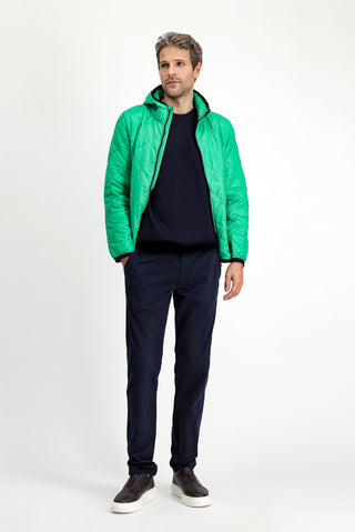  Çimen Yeşili Kapüşonlu Kapitone Spor Mont