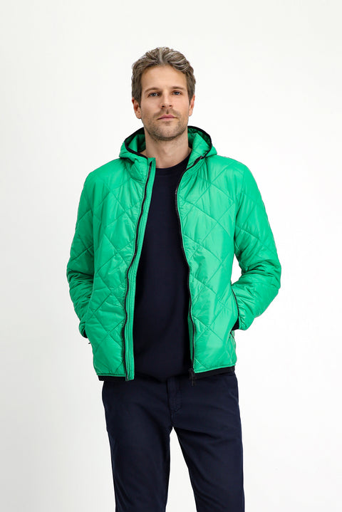 Çimen Yeşili Kapüşonlu Kapitone Spor Mont