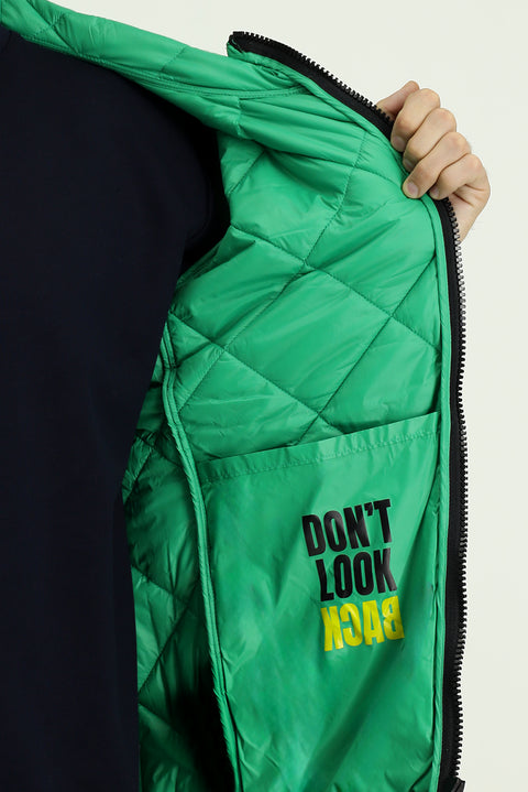 Çimen Yeşili Kapüşonlu Kapitone Spor Mont