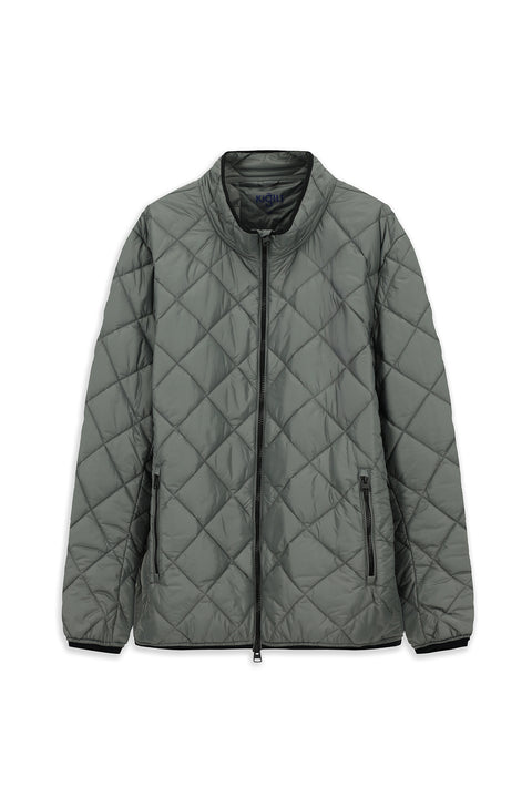 Orta Gri Dik Yaka Fermuarlı Cepli Rüzgar Geçirmez Kapitone Spor Mont