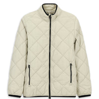 Açık Bej Dik Yaka Fermuarlı Cepli Rüzgar Geçirmez Kapitone Spor Mont