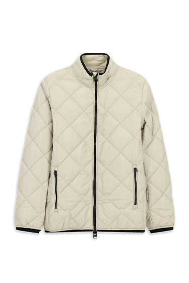  Açık Bej Dik Yaka Fermuarlı Cepli Rüzgar Geçirmez Kapitone Spor Mont