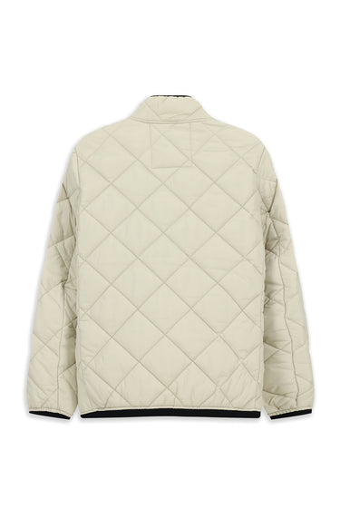  Açık Bej Dik Yaka Fermuarlı Cepli Rüzgar Geçirmez Kapitone Spor Mont