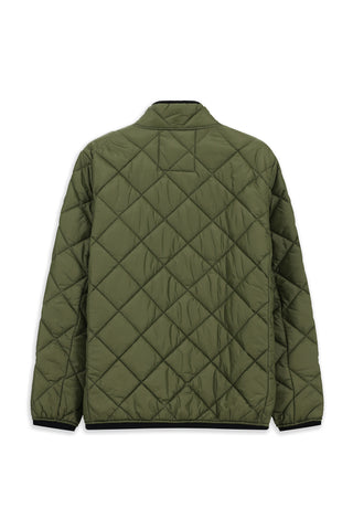  Orta Haki Dik Yaka Fermuarlı Cepli Rüzgar Geçirmez Kapitone Spor Mont