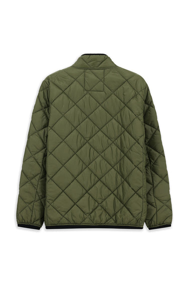  Orta Haki Dik Yaka Fermuarlı Cepli Rüzgar Geçirmez Kapitone Spor Mont