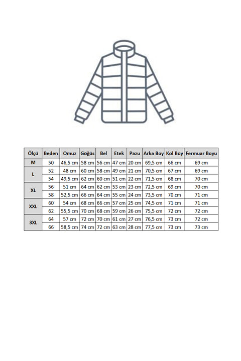 Siyah Dik Yaka Fermuarlı Cepli Rüzgara Dayanıklı Sıcak Tutan Kapitone Spor Mont