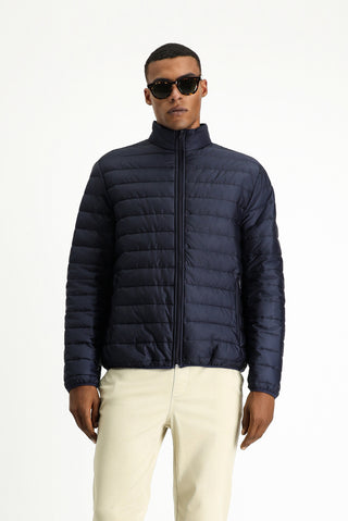  Koyu Lacivert Dik Yaka Fermuarl? Cepli Rüzgara Dayan?kl? S?cak Tutan Kapitone Spor Mont-Ki??l?